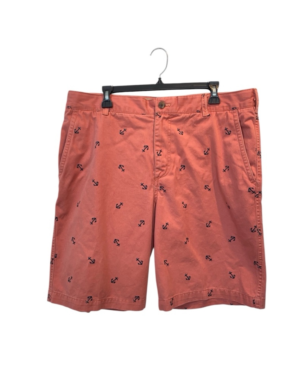 Izod Men's size 38 Coral- Salmon color Flat-Front Anchor-Print Chino Shorts